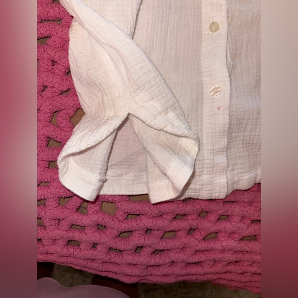 100% Cotton Casual White Button-Up Shirt Dress/Beach Cover Up, Size Medium - Picture 10 of 16